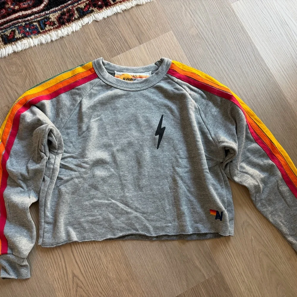 Aviator Nation Sweatshirt with Rainbow Stripes - Picture 1 of 3